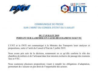 Communiqué de Presse UNT sur l’arrêt du Conseil d’Etat du 05 Juillet