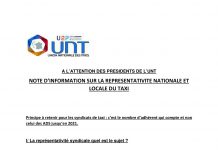 Note d’information sur la représentativité nationale et locale du taxi