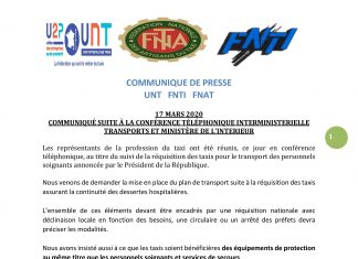 COMMUNIQUÉ SUITE À LA CONFÉRENCE TÉLÉPHONIQUE INTERMINISTERIELLE TRANSPORTS ET MINISTÈRE DE L’INTERIEUR