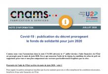 Note d’information CNAMS : Décret prorogeant le fonds de solidarité pour Juin 2020