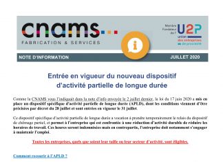 CNAMS Note d’information : Entrée en vigueur du nouveau dispositif d’activité partielle de longue durée