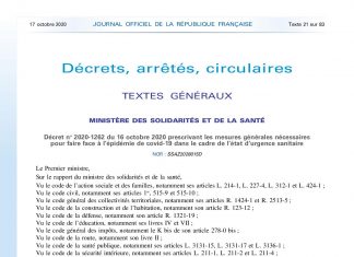 Note d’information : Nouveau décret portant sur les restrictions et mesures sanitaires